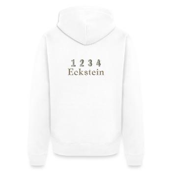 1,2,3,4 Eckstein - Wortschätze - vergessene Wörter - Unisex Premium Bio Zip Hoodie - Weiß - Hinten - Thijin (182cm)