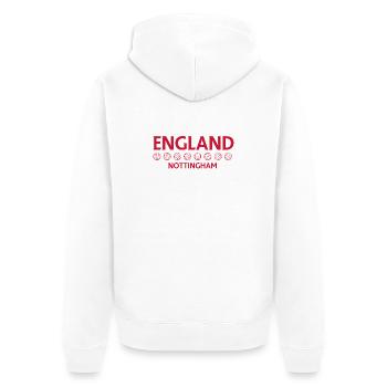 Nottingham England Football Emblem - Unisex Premium Organic Zip Hoodie - white - Back - Thijin (182cm)
