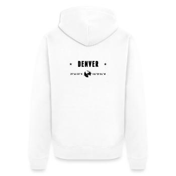 Denver, Colorado, coordonnées : planète Terre - Veste à capuche bio Premium Unisexe - blanc - Dos - Thijin (182cm)