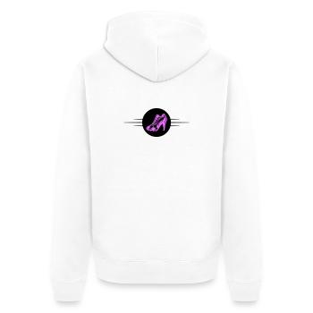 Frauenfussball Fussballschuhe Fussball - Unisex Premium Bio Zip Hoodie - Weiß - Hinten - Thijin (182cm)