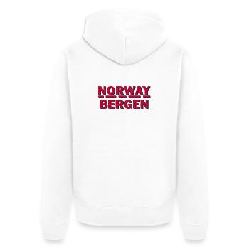 Norway Bergen - Unisex Premium Organic Zip Hoodie - white - Back - Thijin (182cm)