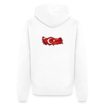 Drapeau de la Dinde Enflammée - Veste à capuche bio Premium Unisexe - blanc - Dos - Thijin (182cm)