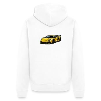 Illustration de voiture de sport jaune - Veste à capuche bio Premium Unisexe - blanc - Dos - Thijin (182cm)