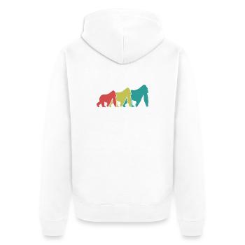 Silhouettes des Trois Singes Rétro - Veste à capuche bio Premium Unisexe - blanc - Dos - Thijin (182cm)