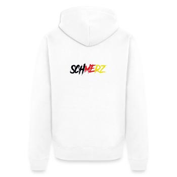 Schmerz – Deutschland Statement Shirt - Unisex Premium Bio Zip Hoodie - Weiß - Hinten - Thijin (182cm)