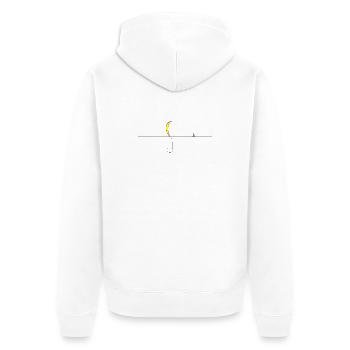 Nachtmond Silhouette Gelb Akzent - Unisex Premium Bio Zip Hoodie - Weiß - Hinten - Thijin (182cm)