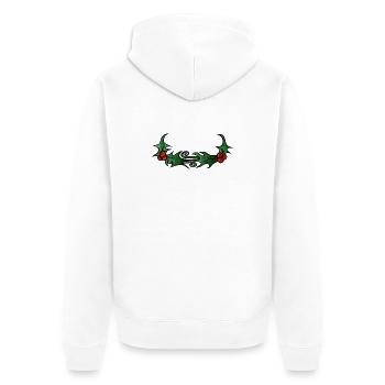Stechpalmenwirbel-Rand - Unisex Premium Bio Zip Hoodie - Weiß - Hinten - Thijin (182cm)