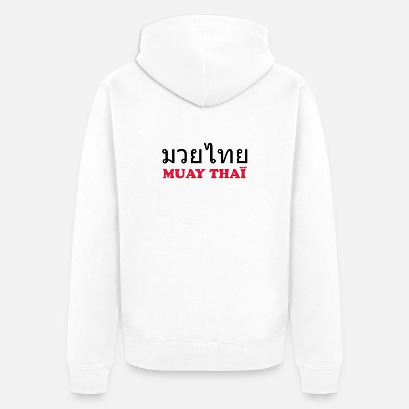 Muay Thai (V) - Unisex Premium Bio Zip Hoodie - Weiß