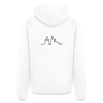 Kölner Skyline Kontur - Unisex Premium Bio Zip Hoodie - Weiß - Hinten - Thijin (182cm)
