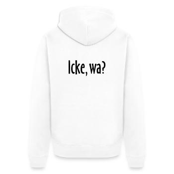 Berlin Spruch: Icke, wa? - Unisex Premium Bio Zip Hoodie - Weiß - Hinten - Thijin (182cm)