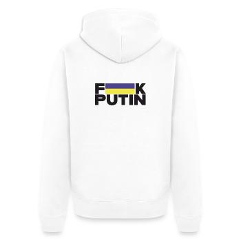 FK Putin Ukraine Flagge für Frieden - Unisex Premium Bio Zip Hoodie - Weiß - Hinten - Thijin (182cm)