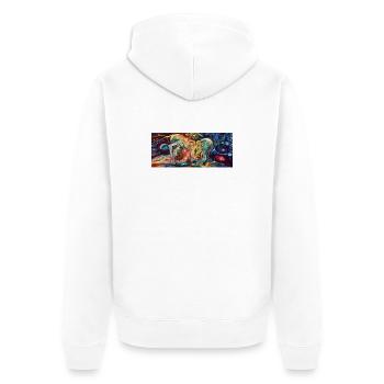 Twin Neon Embrace - Unisex Premium Organic Zip Hoodie - white - Back - Thijin (182cm)
