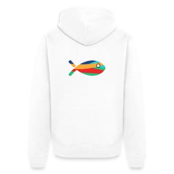 POISSON. SARDINE. POISSON D'AVRIL. MER. OCÉAN. NAT - Veste à capuche bio Premium Unisexe - blanc - Dos - Thijin (182cm)