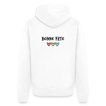 HAPPY BIRTHDAY. HEART. HAPPY MOTHER'S DAY. MOM. FEAST - Unisex Premium Organic Zip Hoodie - white - Back - Thijin (182cm)