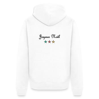 WEIHNACHTEN. FROHE WEIHNACHTEN. FROHE WEIHNACHTEN. WEIHNACHTSMANN - Unisex Premium Bio Zip Hoodie - Weiß - Hinten - Thijin (182cm)