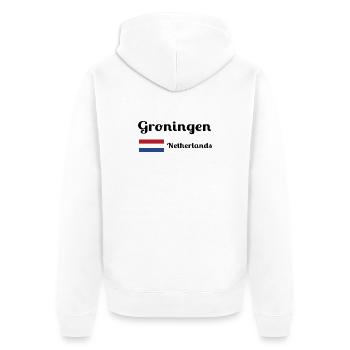 Groningen Niederlande - Stilvolle Drucke - Unisex Premium Bio Zip Hoodie - Weiß - Hinten - Thijin (182cm)