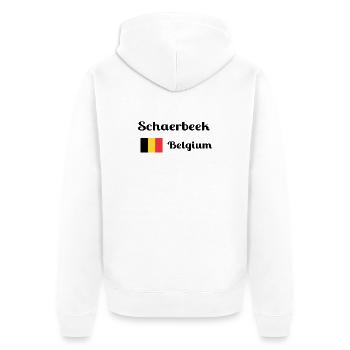 Schaerbeek Belgien - Stilvolle Drucke - Unisex Premium Bio Zip Hoodie - Weiß - Hinten - Thijin (182cm)