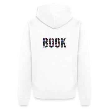 Book Spelled with Bookshelves, Reading and Literat - Unisex Premium Organic Zip Hoodie - white - Back - Thijin (182cm)