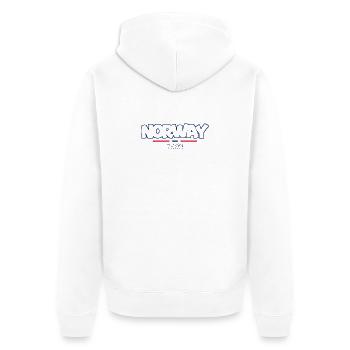 Norvège - Norvège - Norvège - Drapeau - Scandinavie - Veste à capuche bio Premium Unisexe - blanc - Dos - Thijin (182cm)