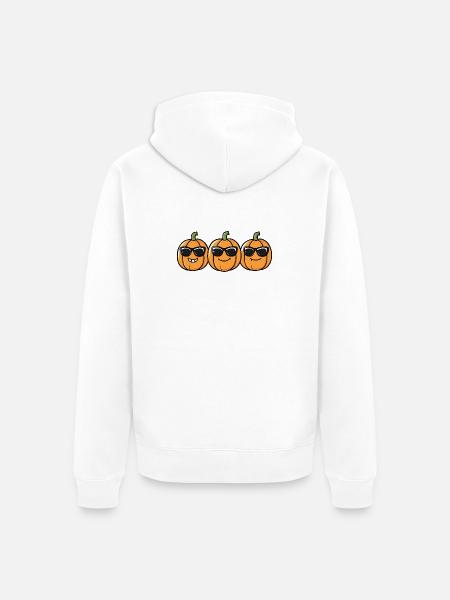 Pumpkins with Sunglasses Funny Design - Unisex Premium Organic Zip Hoodie - white