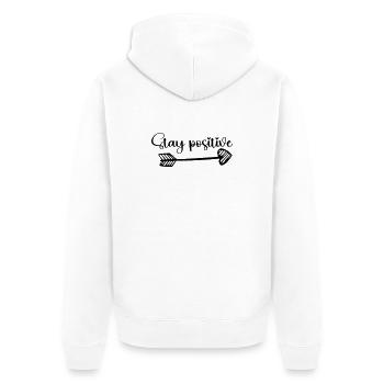Stay positive herz - Unisex Premium Bio Zip Hoodie - Weiß - Hinten - Thijin (182cm)