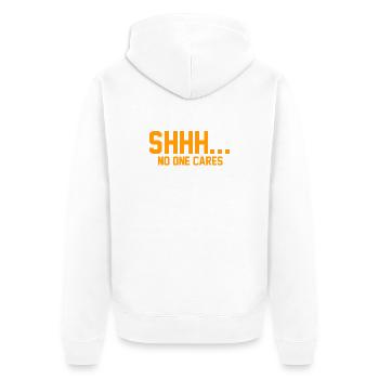 PSSST... Niemanden interessiert es - Unisex Premium Bio Zip Hoodie - Weiß - Hinten - Thijin (182cm)