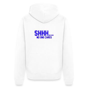 PSSST... Niemanden interessiert es - Unisex Premium Bio Zip Hoodie - Weiß - Hinten - Thijin (182cm)