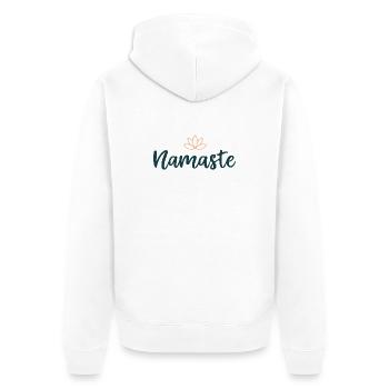 Namaste Lotus Calm Yoga - Unisex Premium Bio Zip Hoodie - Weiß - Hinten - Thijin (182cm)