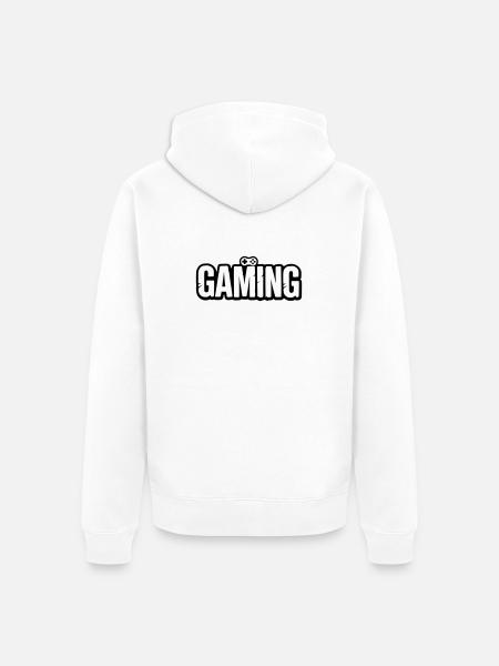 Gaming_Schrift_mit_Conroller - Veste à capuche bio Premium Unisexe - blanc