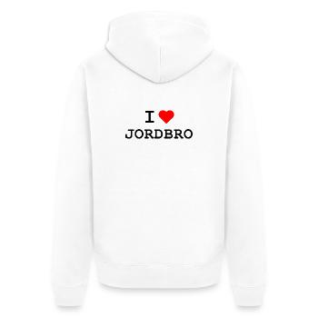 Ich liebe Jordbro - J’aime Jordbro - Veste à capuche bio Premium Unisexe - blanc - Dos - Thijin (182cm)