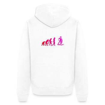 Puristisches Floorball Thema - Unisex Premium Bio Zip Hoodie - Weiß - Hinten - Thijin (182cm)