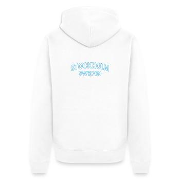 Stockholm, Schweden Neon-Umriss - Unisex Premium Bio Zip Hoodie - Weiß - Hinten - Thijin (182cm)