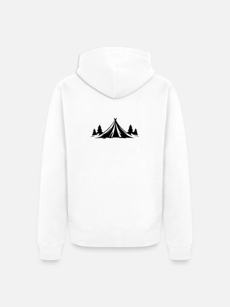 Camping Tent Nature Icon - Unisex Premium Organic Zip Hoodie - white