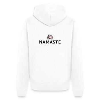 Lotus Zen Minimalist Black - Unisex Premium Bio Zip Hoodie - Weiß - Hinten - Thijin (182cm)