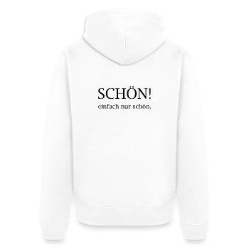 Schön! einfach nur schhön - Unisex Premium Bio Zip Hoodie - Weiß - Hinten - Thijin (182cm)
