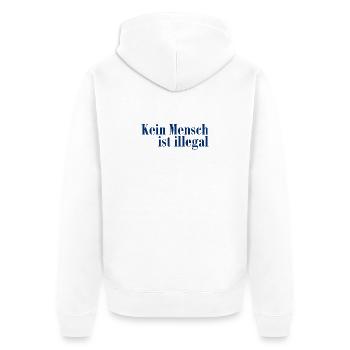 Kein Mensch ist illegal - Migration - Illegalität - Unisex Premium Bio Zip Hoodie - Weiß - Hinten - Thijin (182cm)