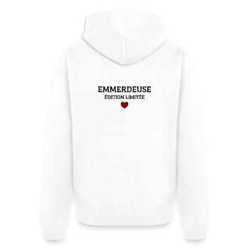 Troublemaker Limited Edition Funny Humor - Unisex Premium Organic Zip Hoodie - white - Back - Thijin (182cm)