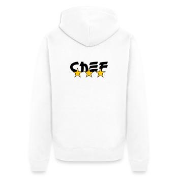 Koch – Küche – Koch - Unisex Premium Bio Zip Hoodie - Weiß - Hinten - Thijin (182cm)