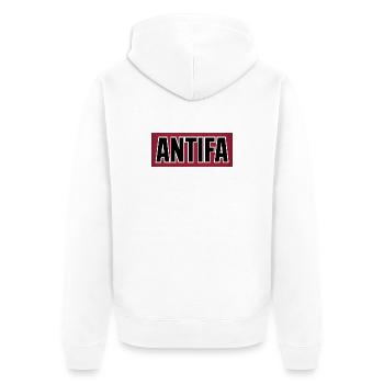 Antifa - Produits dérivés antifascistes - Veste à capuche bio Premium Unisexe - blanc - Dos - Thijin (182cm)