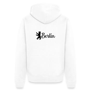 berlin - Unisex Premium Bio Zip Hoodie - Weiß - Hinten - Thijin (182cm)