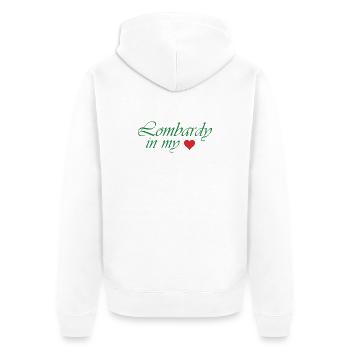Conception de l’écriture Lombardy Heart - Veste à capuche bio Premium Unisexe - blanc - Dos - Thijin (182cm)