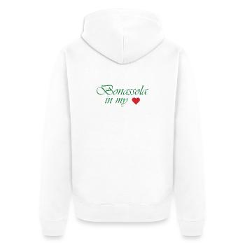 Bonassola in meinem Herzen - Unisex Premium Bio Zip Hoodie - Weiß - Hinten - Thijin (182cm)