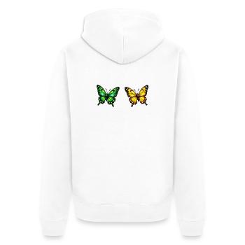 Living Butterflies: Green & Yellow - Unisex Premium Organic Zip Hoodie - white - Back - Thijin (182cm)
