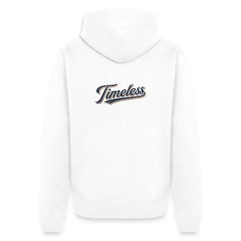 Zeitloses Vintage-Schriftzug - Unisex Premium Bio Zip Hoodie - Weiß - Hinten - Thijin (182cm)