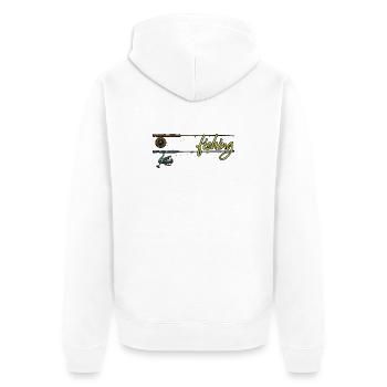 Fishing Angeln Angelrute Fliegenfischen Hobby - Unisex Premium Bio Zip Hoodie - Weiß - Hinten - Thijin (182cm)