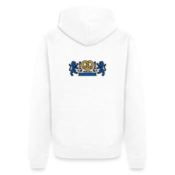 München Wappen Bayern Löwen Brezel Biergarten - Unisex Premium Bio Zip Hoodie - Weiß - Hinten - Thijin (182cm)