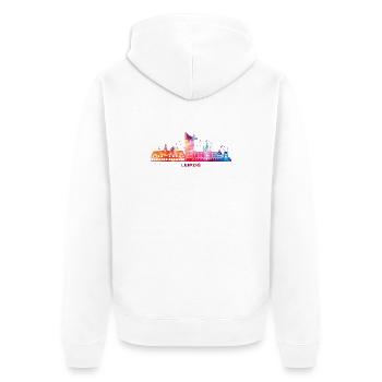 Leipzig Horizon Paysage urbain coloré Leipzig - Veste à capuche bio Premium Unisexe - blanc - Dos - Thijin (182cm)