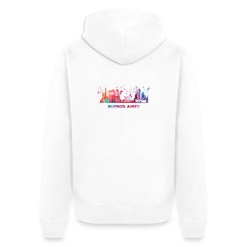 Portenos Skyline Buenos Aires - Unisex Premium Bio Zip Hoodie - Weiß - Hinten - Thijin (182cm)