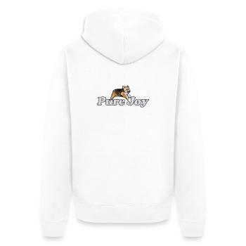 Pure Joy Corgi Lauf - Unisex Premium Bio Zip Hoodie - Weiß - Hinten - Thijin (182cm)