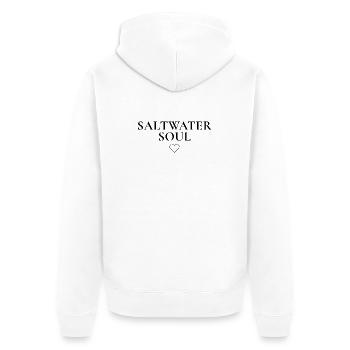 Saltwater Soul | Minimalist Beach T-Shirt - Unisex Premium Bio Zip Hoodie - Weiß - Hinten - Thijin (182cm)